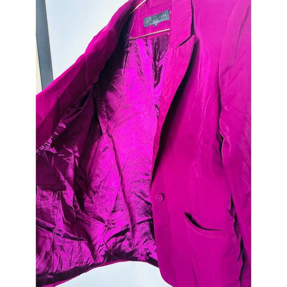 ENDLESS ROSE Purple Crepe Front Button Closure Jacket Blazer Size Medium - Picture 11 of 15